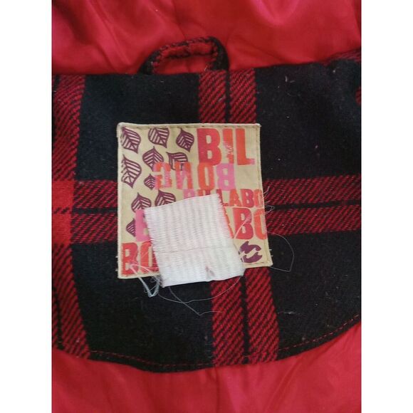 Billabong Coat Women's Medium Red Black Plaid Wool Blend Hooded Jacket Snow Ski - Picture 5 of 8